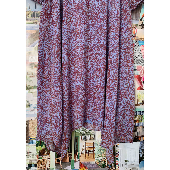 Blue and Red hush Keyhole Puff Sleeve Maxi Dress UK 14/US L - Picture 5 of 9